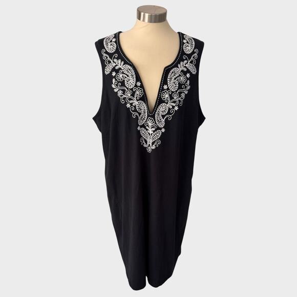 Lands' End 2X 20W 22W NEW NWT Black Sleevess Dress 100% Cotton - Picture 1 of 9